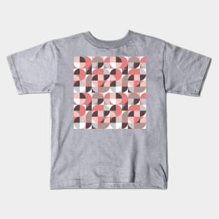 Coral and Brown Vintage Geometry Kids T-Shirt